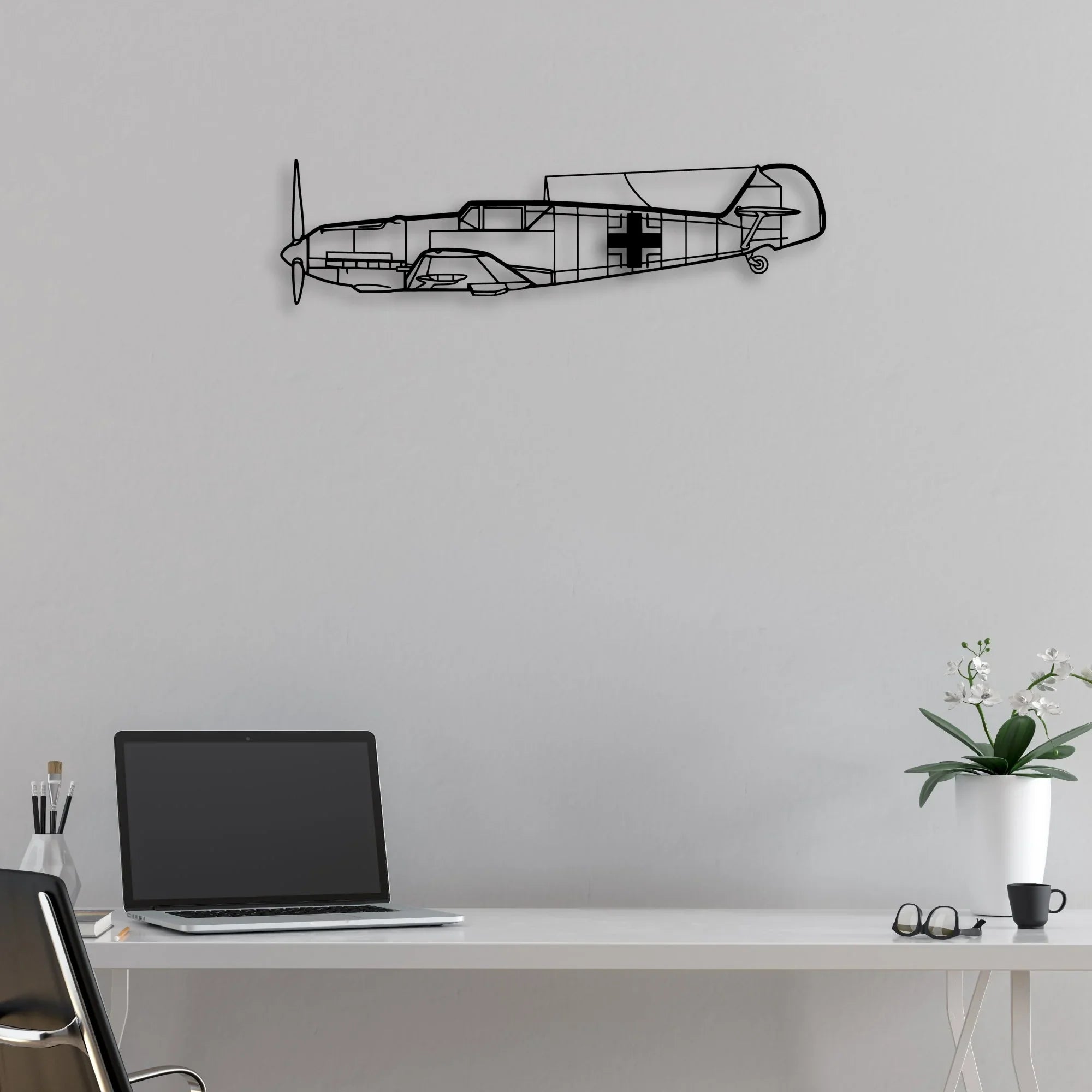 BF109 3 Classic Aircraft Silhouette Metal Wall Art - Aviation Hangar Decor