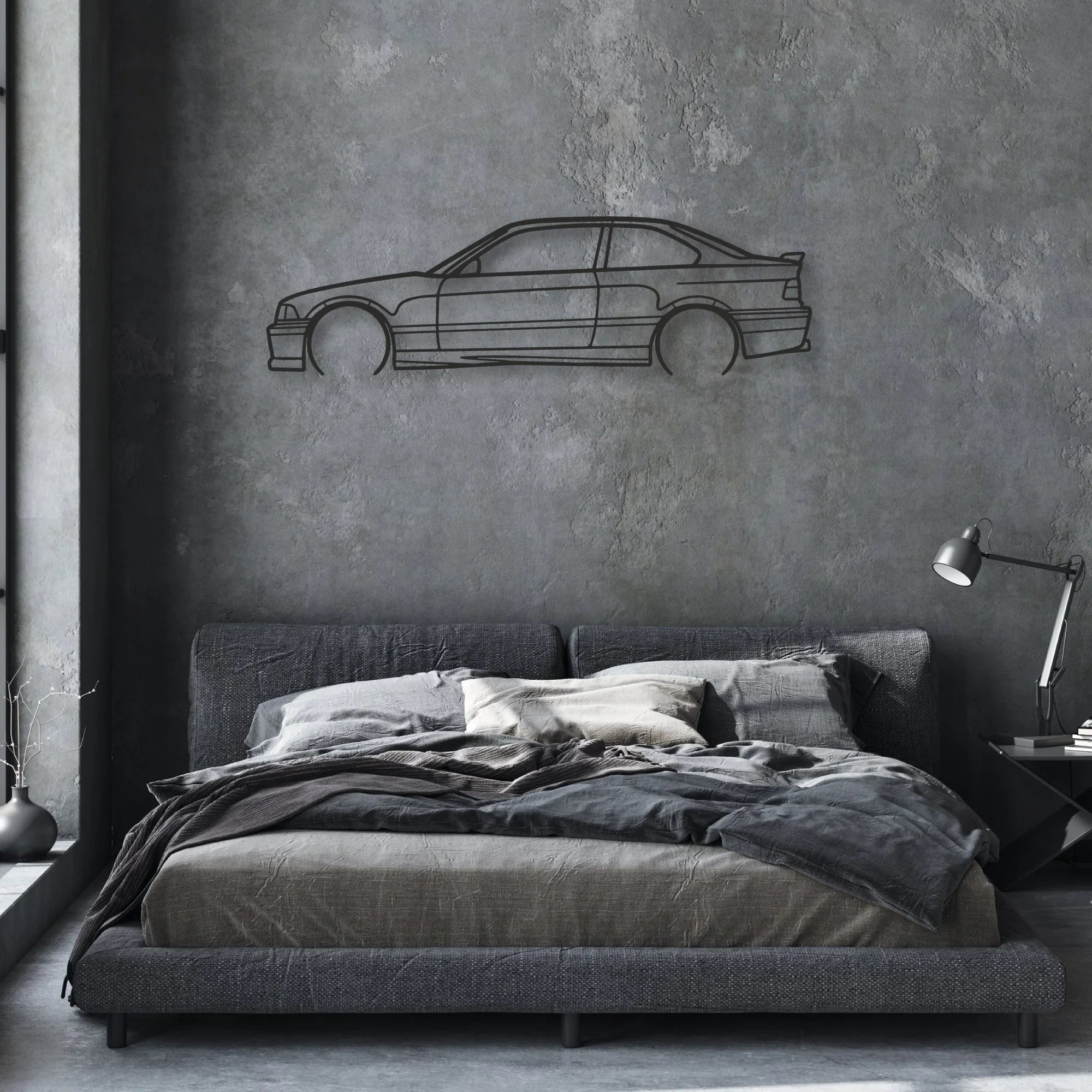 bmw e36 m3 Classic Silhouette Metal Wall Art - Automotive Garage Decor