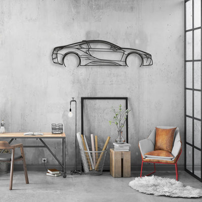 bmw i8 Classic Silhouette Metal Wall Art - Automotive Garage Decor