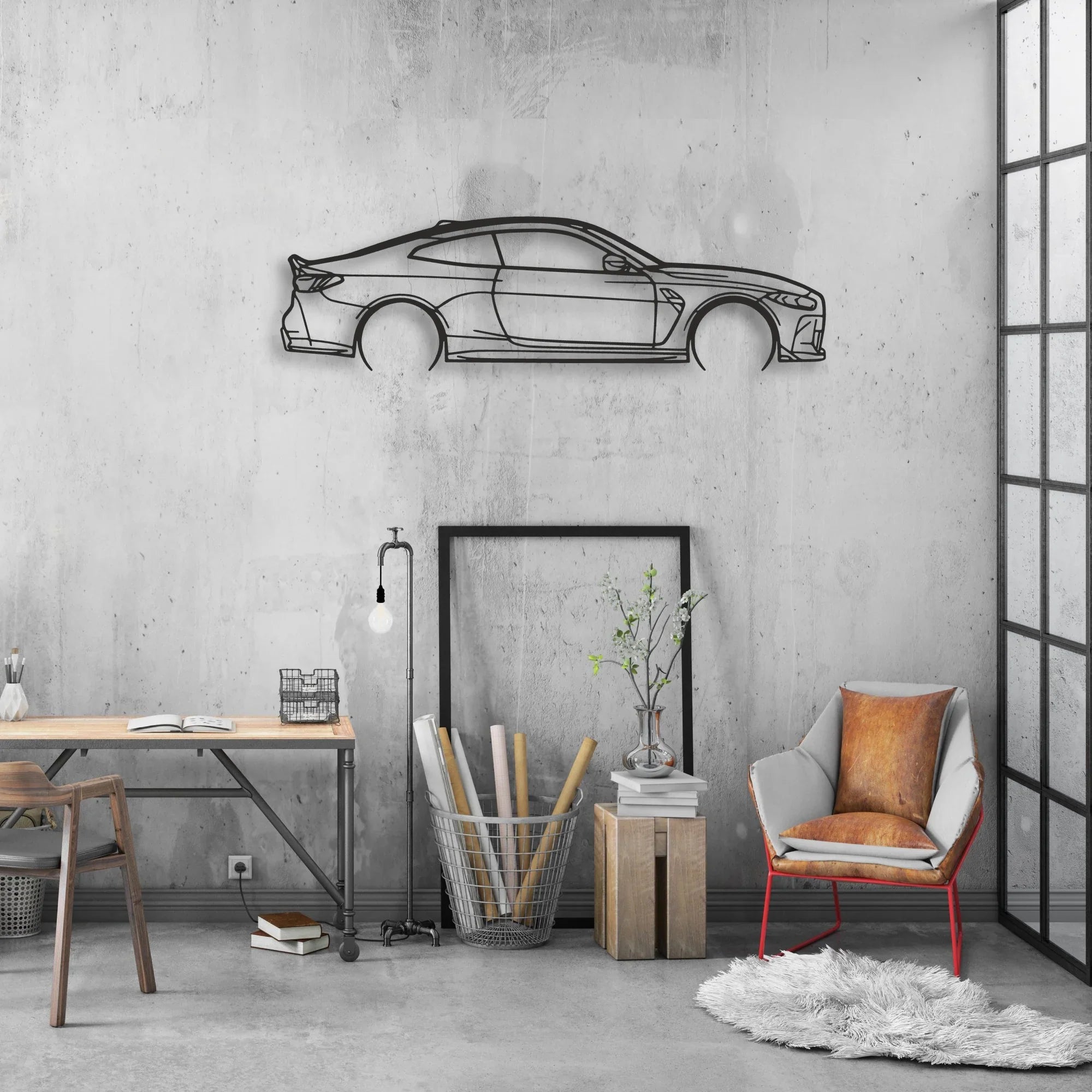 bmw m4 csl Classic Silhouette Metal Wall Art - Automotive Garage Decor