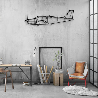 Bonanza F33A Classic Aircraft Silhouette Metal Wall Art - Aviation Hangar Decor