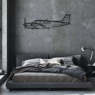 Bonanza F35 Classic Aircraft Silhouette Metal Wall Art - Aviation Hangar Decor