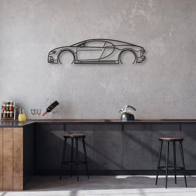 bugatti chiron Classic Silhouette Metal Wall Art - Automotive Garage Decor