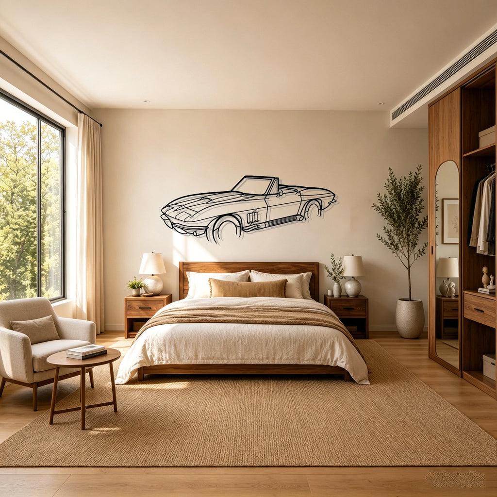 C2 Angled View Metal Wall Art - Classic Car Garage Decor