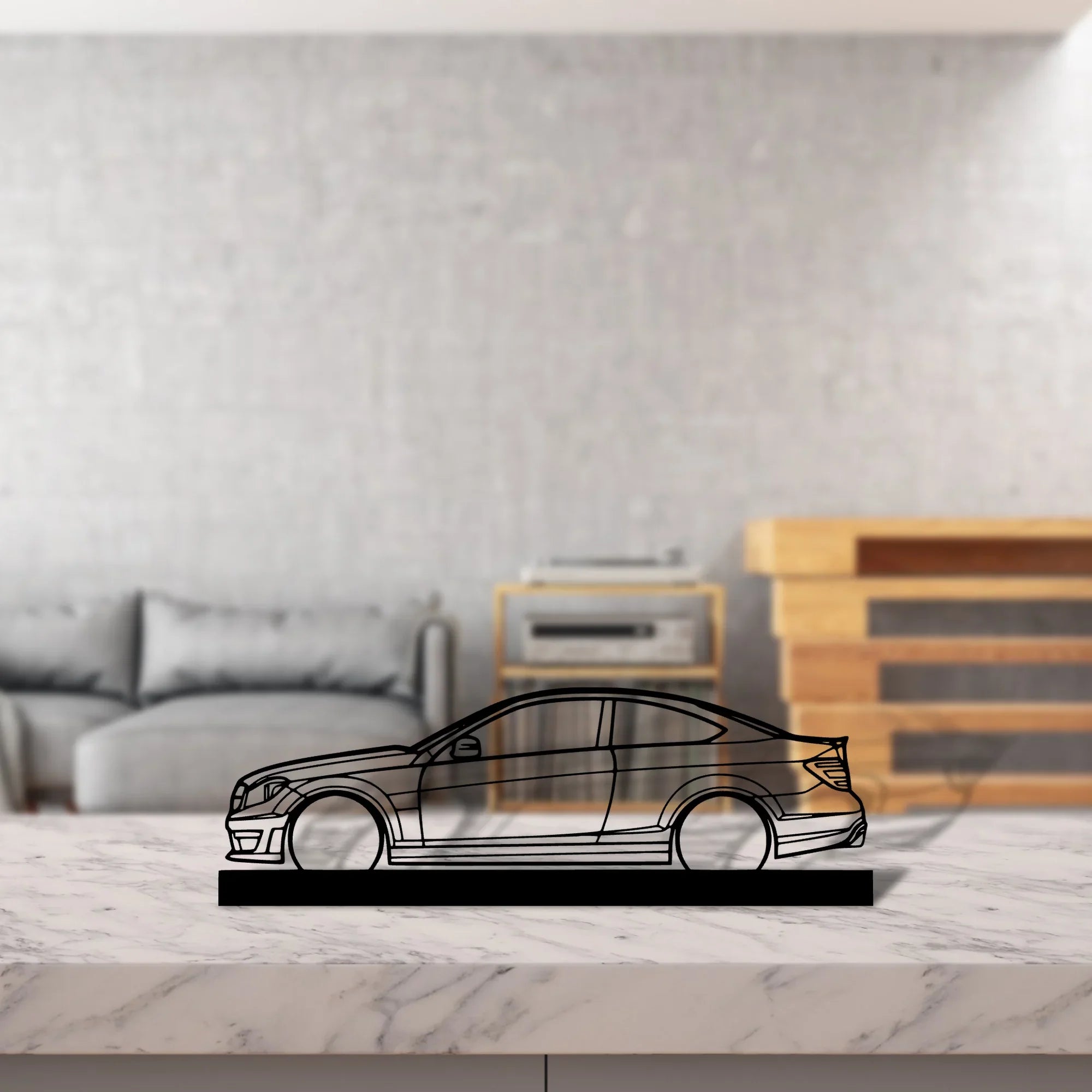 c63-amg Silhouette Metal Art Stand - Turbo Silhouette