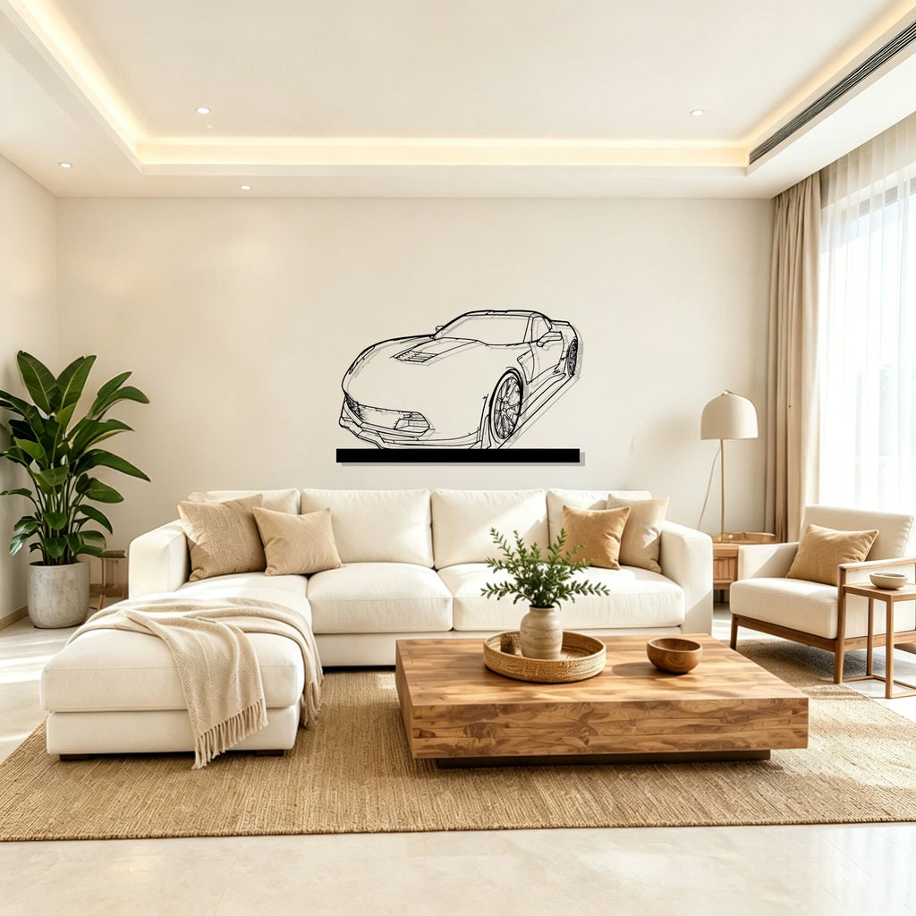 C7 Z06 Angle Silhouette Metal Art Stand - Classic Car Garage Decor