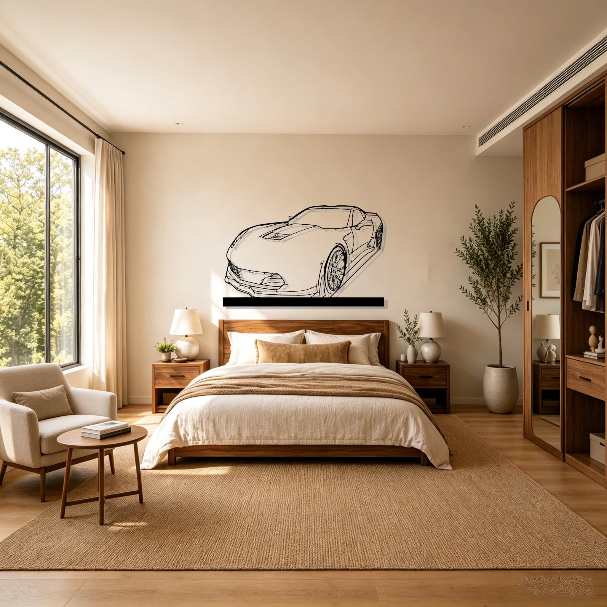C7 Z06 Angle Silhouette Metal Art Stand - Classic Car Garage Decor