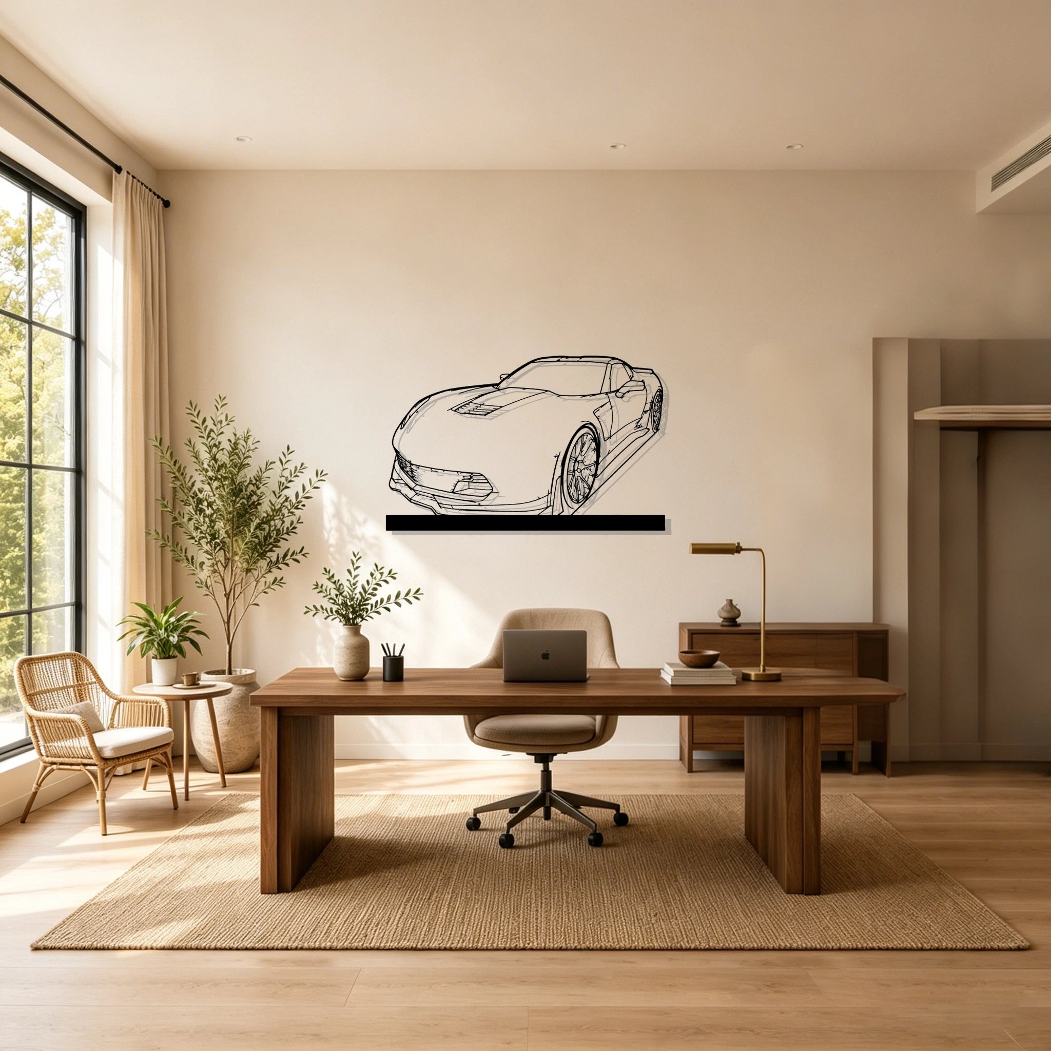 C7 Z06 Angle Silhouette Metal Art Stand - Classic Car Garage Decor