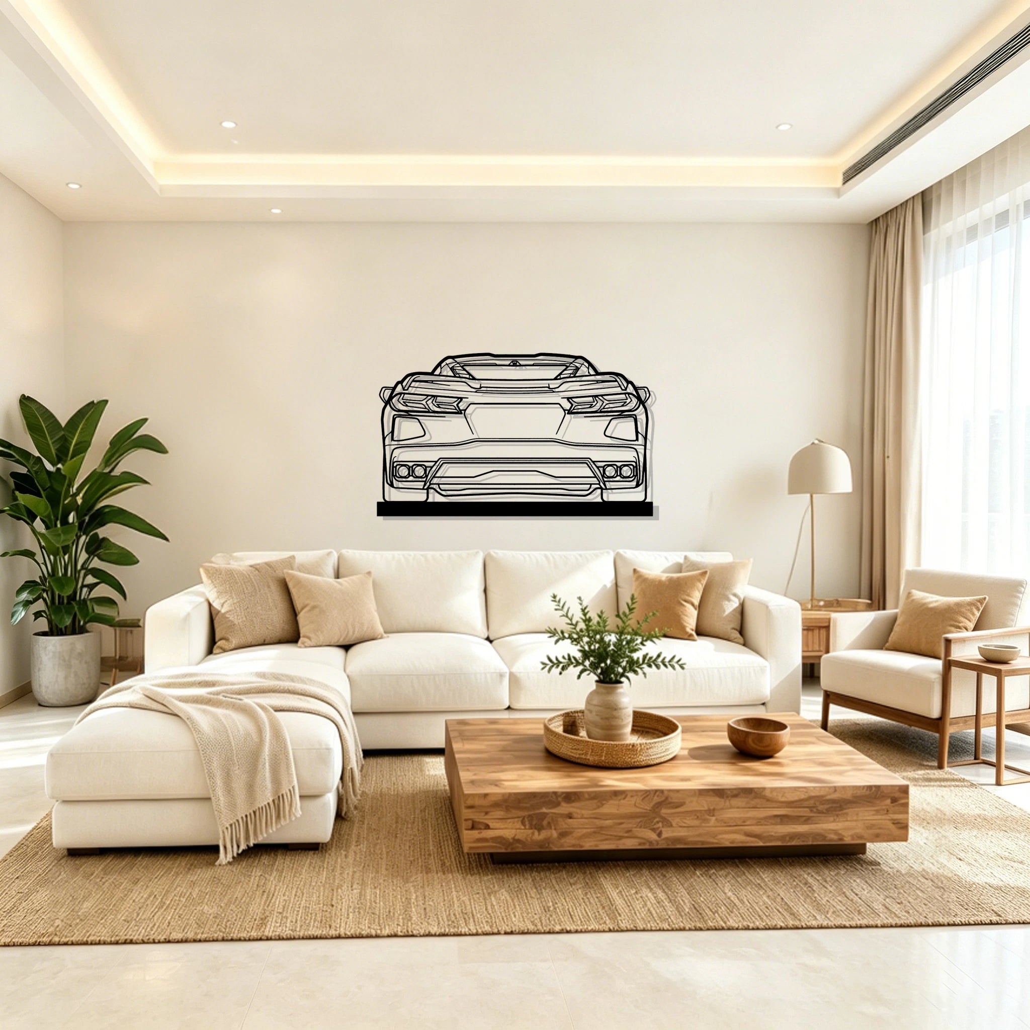 C8 Back Silhouette Metal Art Stand - Classic Car Garage Decor