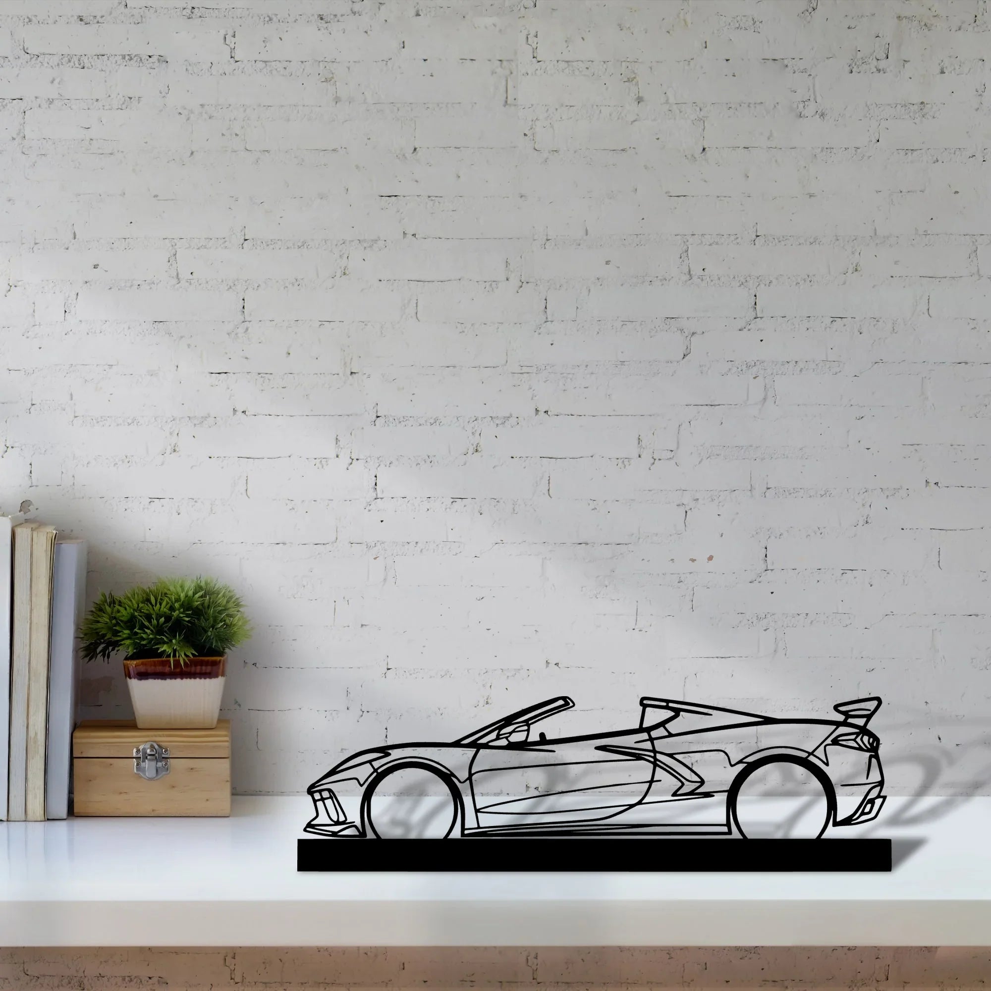 c8-convertible Silhouette Metal Art Stand - Turbo Silhouette
