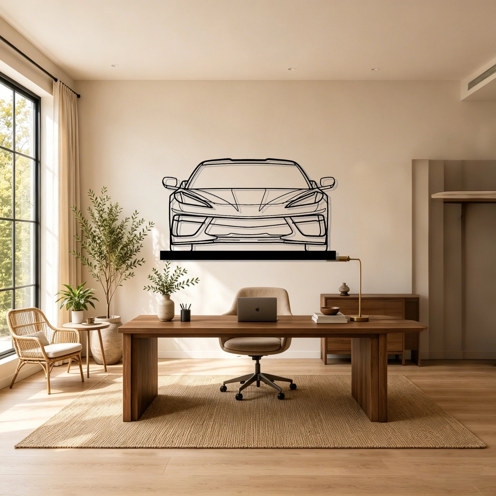 C8 Front Silhouette Metal Art Stand - Classic Car Garage Decor