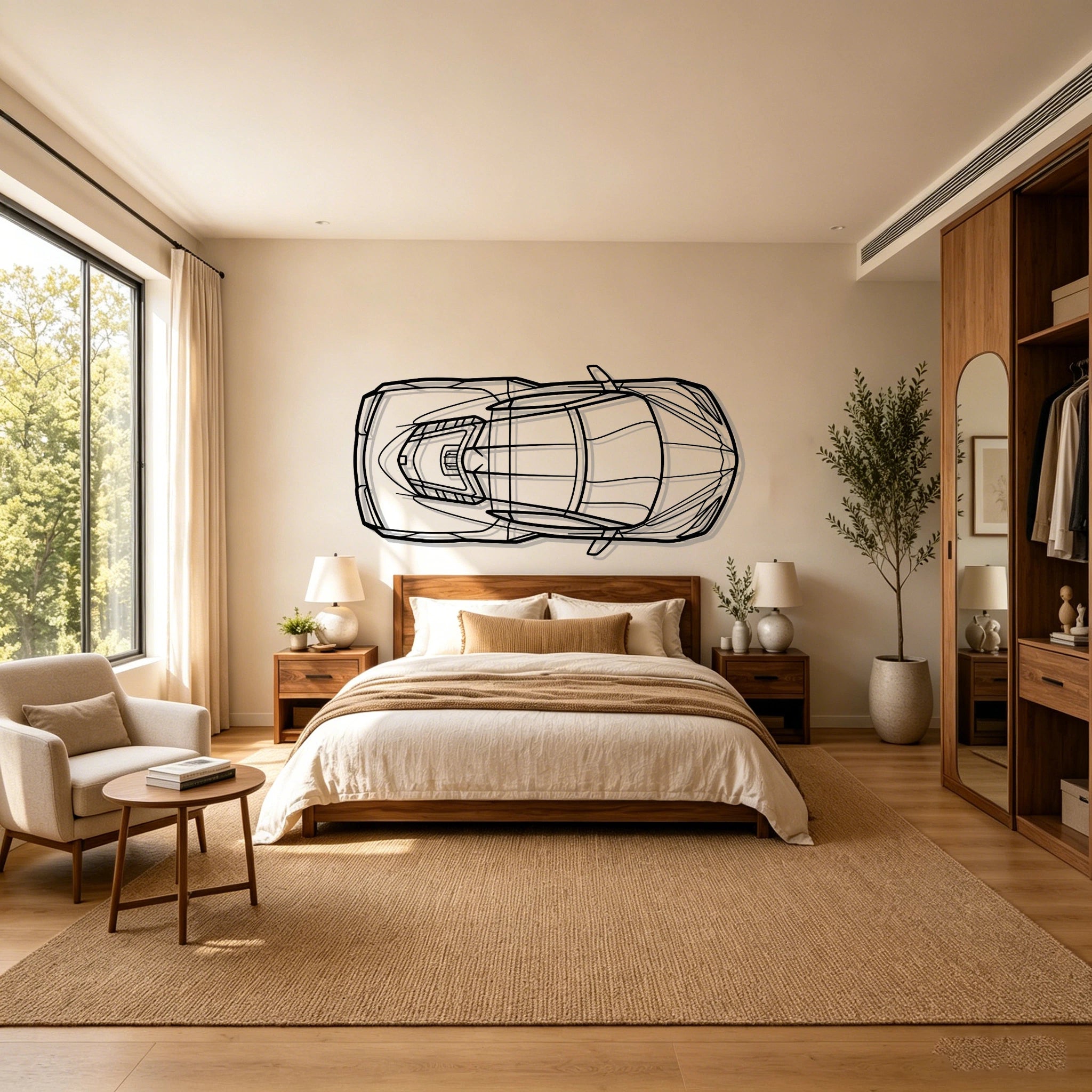 c8 TOP Silhouette Metal Wall Art - Classic Car Garage Decor