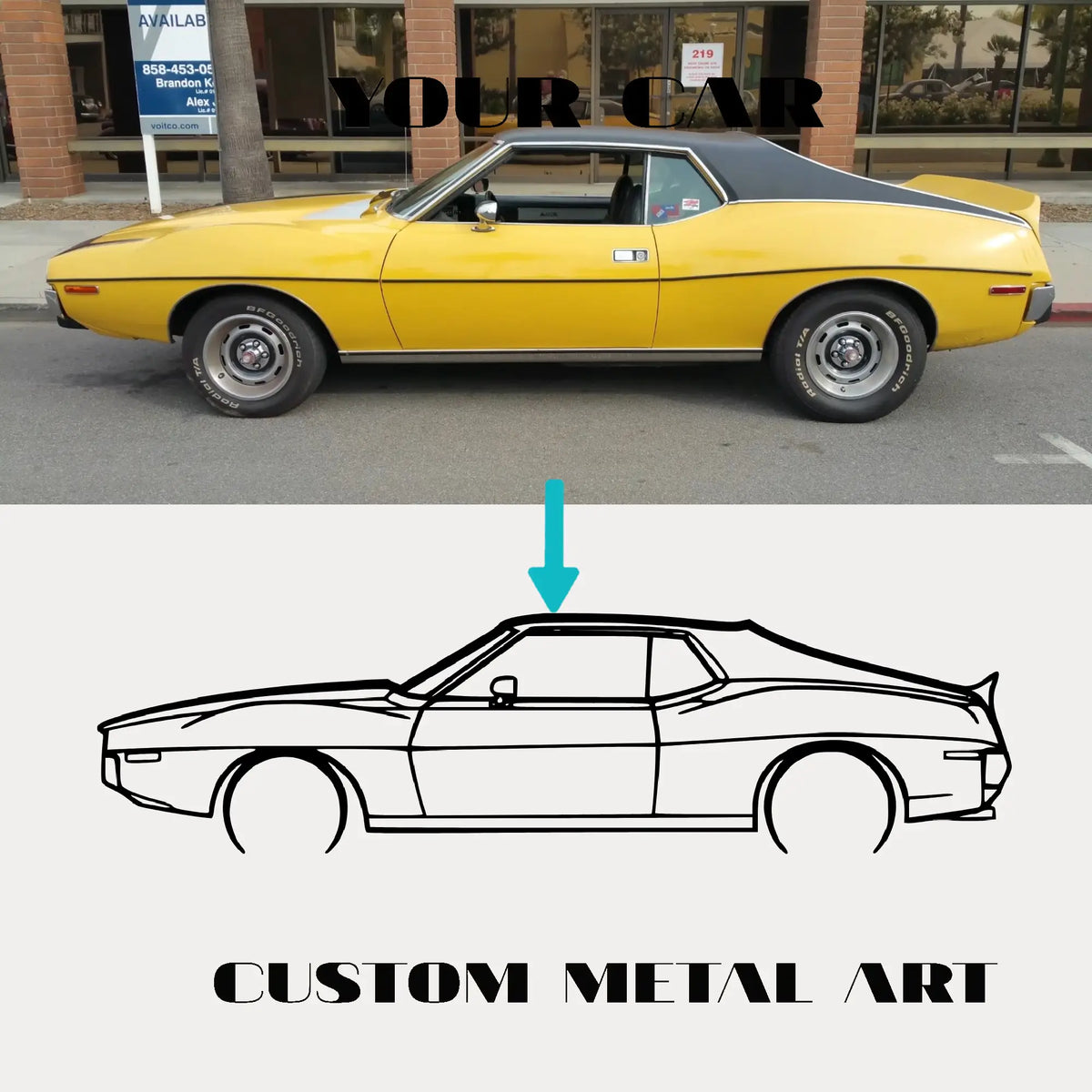 Your Custom Car Silhouette Metal Wall Art Service