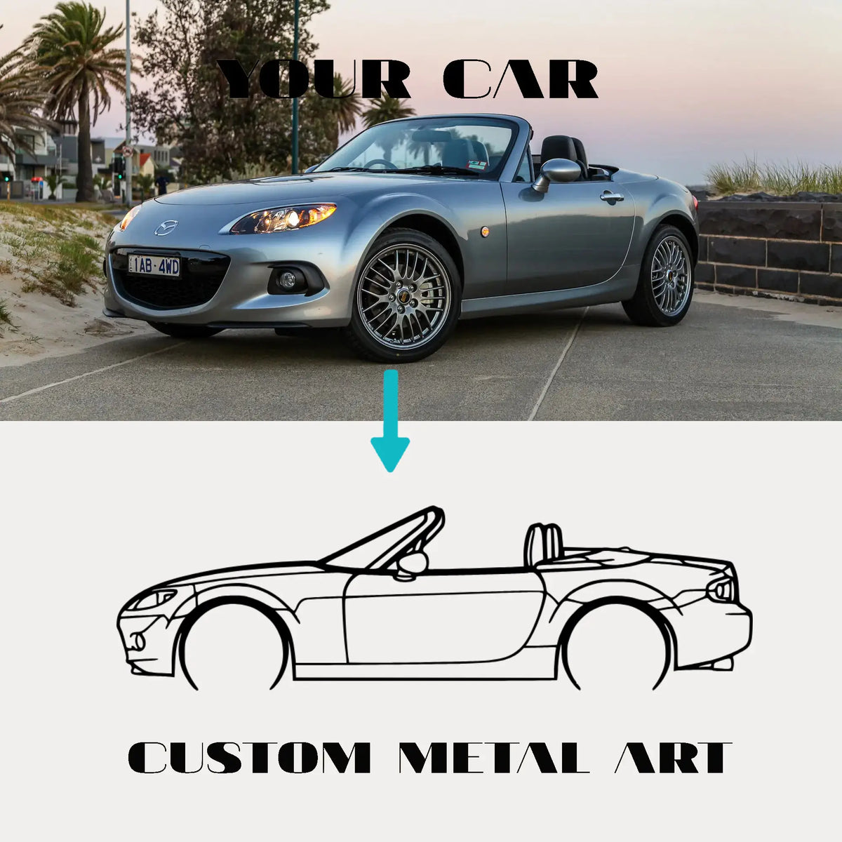 Your Custom Car Silhouette Metal Wall Art Service