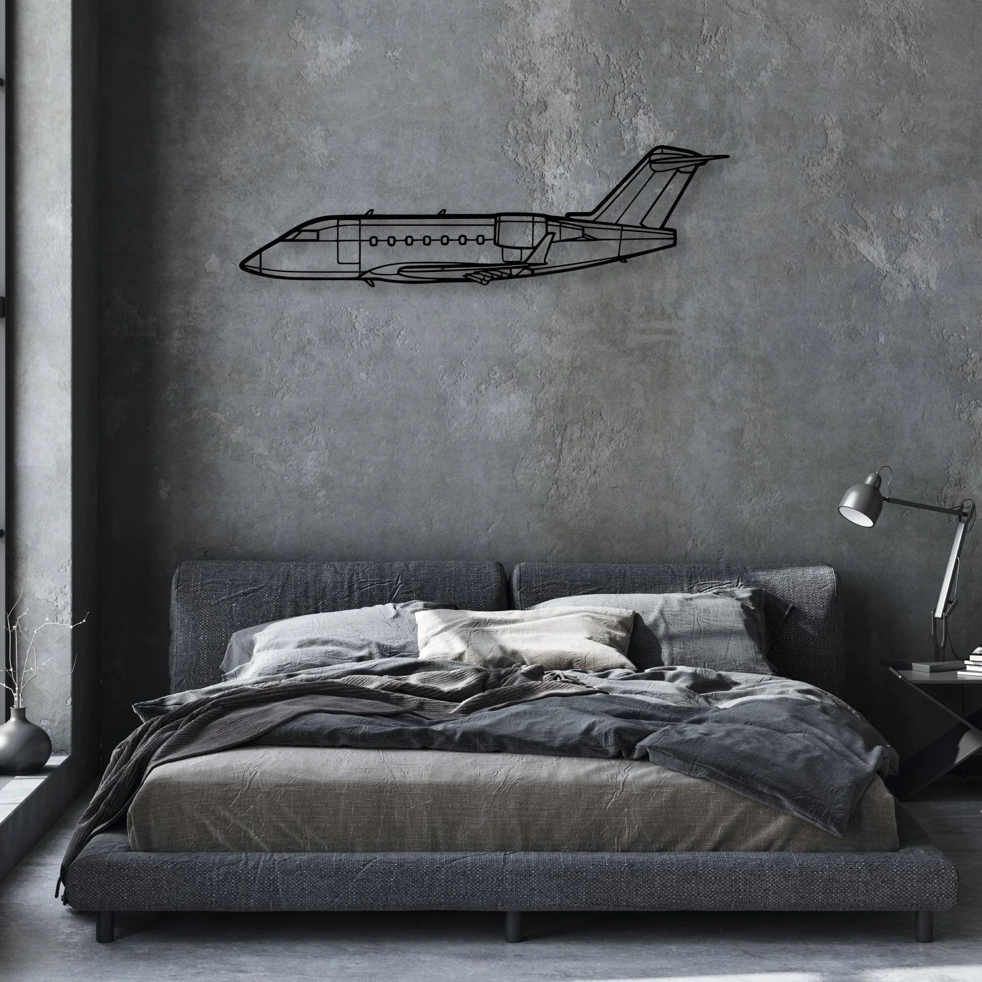 Challenger 604 Classic Aircraft Silhouette Metal Wall Art - Aviation Hangar Decor