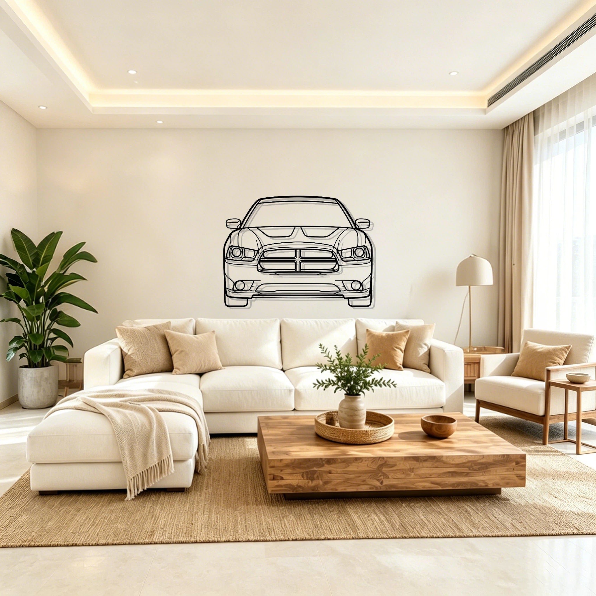 Charger Front View Metal Wall Art - Classic Car Garage Decor
