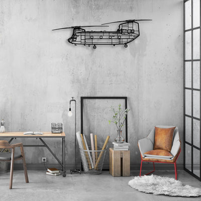 Chinook CH-47 Classic Aircraft Silhouette Metal Wall Art - Aviation Hangar Decor