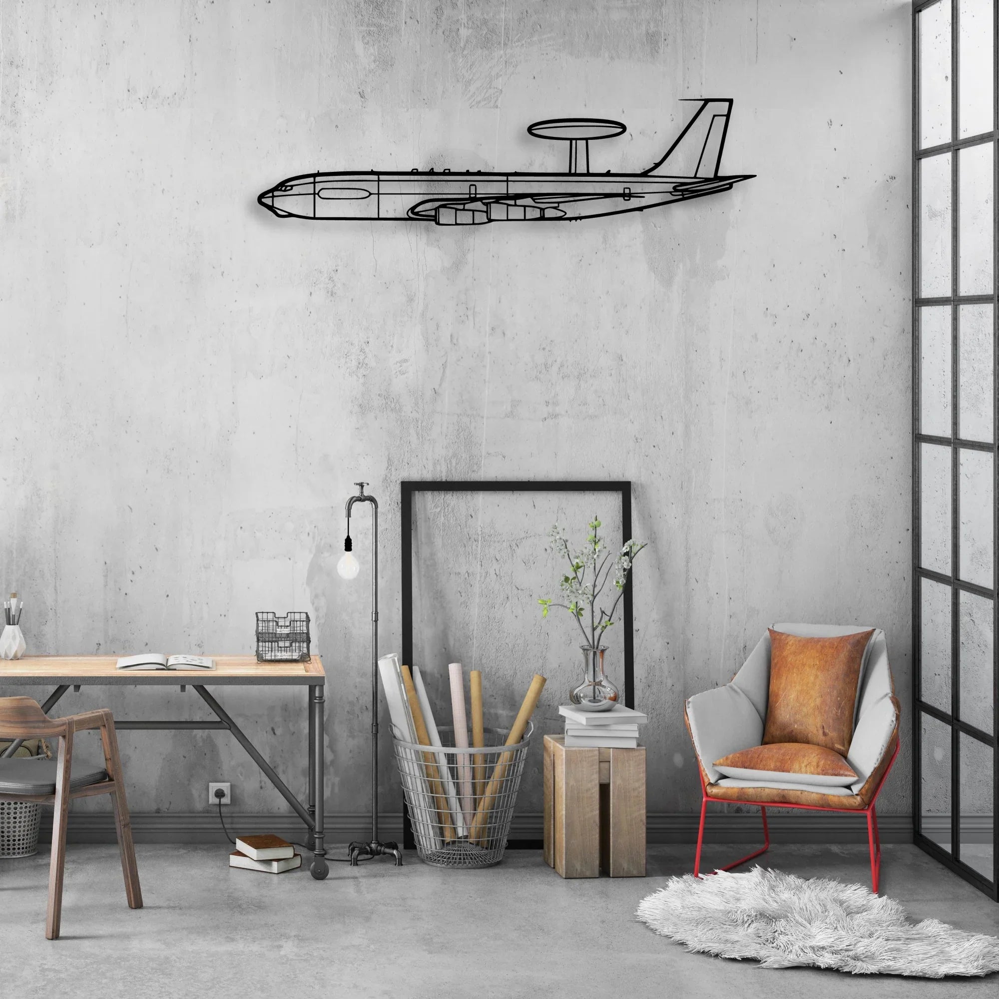 Columbia 350 Classic Aircraft Silhouette Metal Wall Art - Aviation Hangar Decor