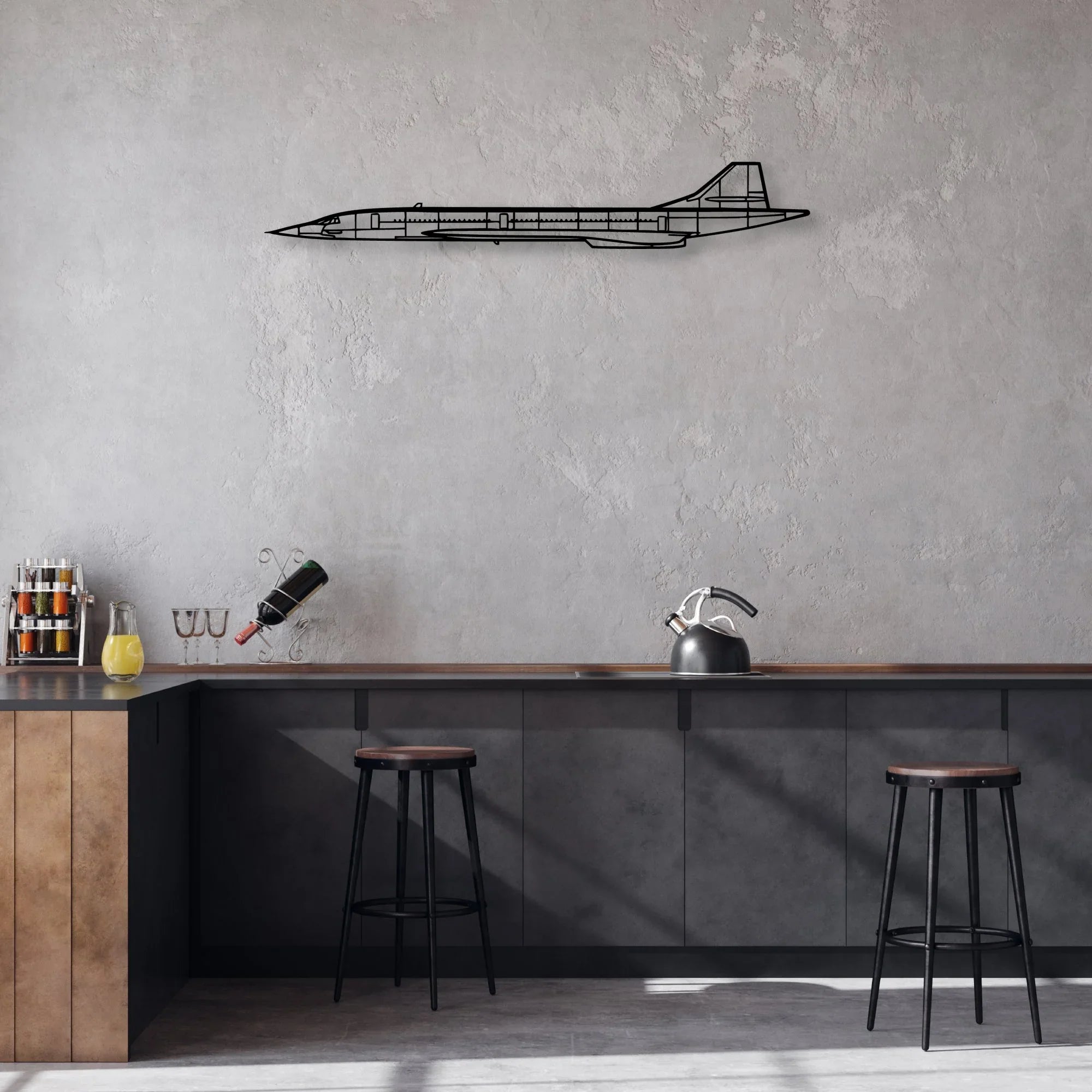 Concorde Classic Aircraft Silhouette Metal Wall Art - Aviation Hangar Decor