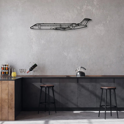 CRJ700 2 Classic Aircraft Silhouette Metal Wall Art - Aviation Hangar Decor