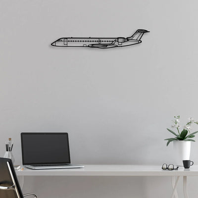 CRJ700 2 Classic Aircraft Silhouette Metal Wall Art - Aviation Hangar Decor