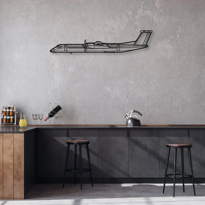 Dash 8 Q400 2 Classic Aircraft Silhouette Metal Wall Art - Aviation Hangar Decor