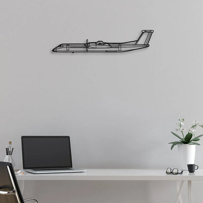 Dash 8 Q400 2 Classic Aircraft Silhouette Metal Wall Art - Aviation Hangar Decor