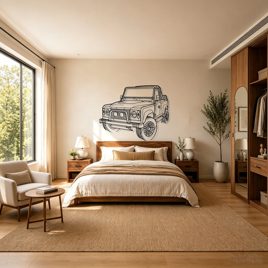 Defender 90 Angled View Metal Wall Art - Classic Car Garage Decor