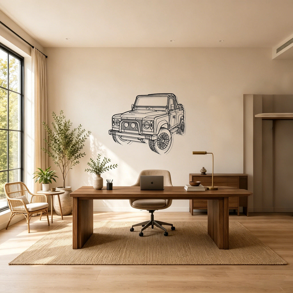 Defender 90 Angled View Metal Wall Art - Classic Car Garage Decor