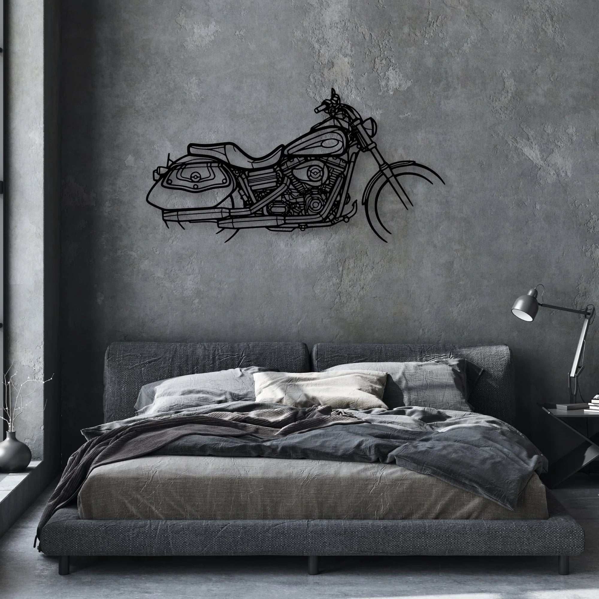 Dyna Low Rider 2008 Classic Motorcycle Silhouette Metal Wall Art - Moto Garage Decor