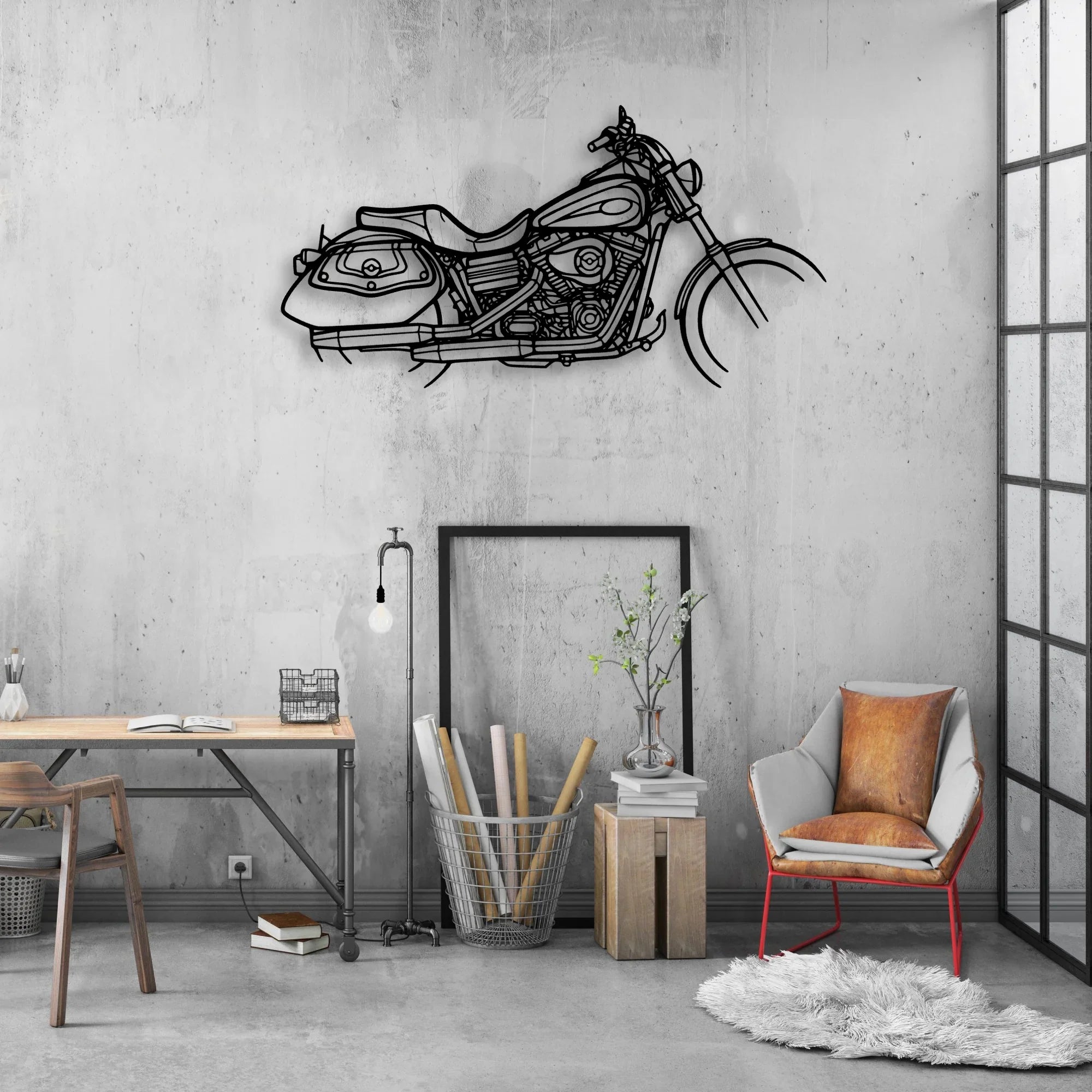 Dyna Low Rider 2008 Classic Motorcycle Silhouette Metal Wall Art - Moto Garage Decor