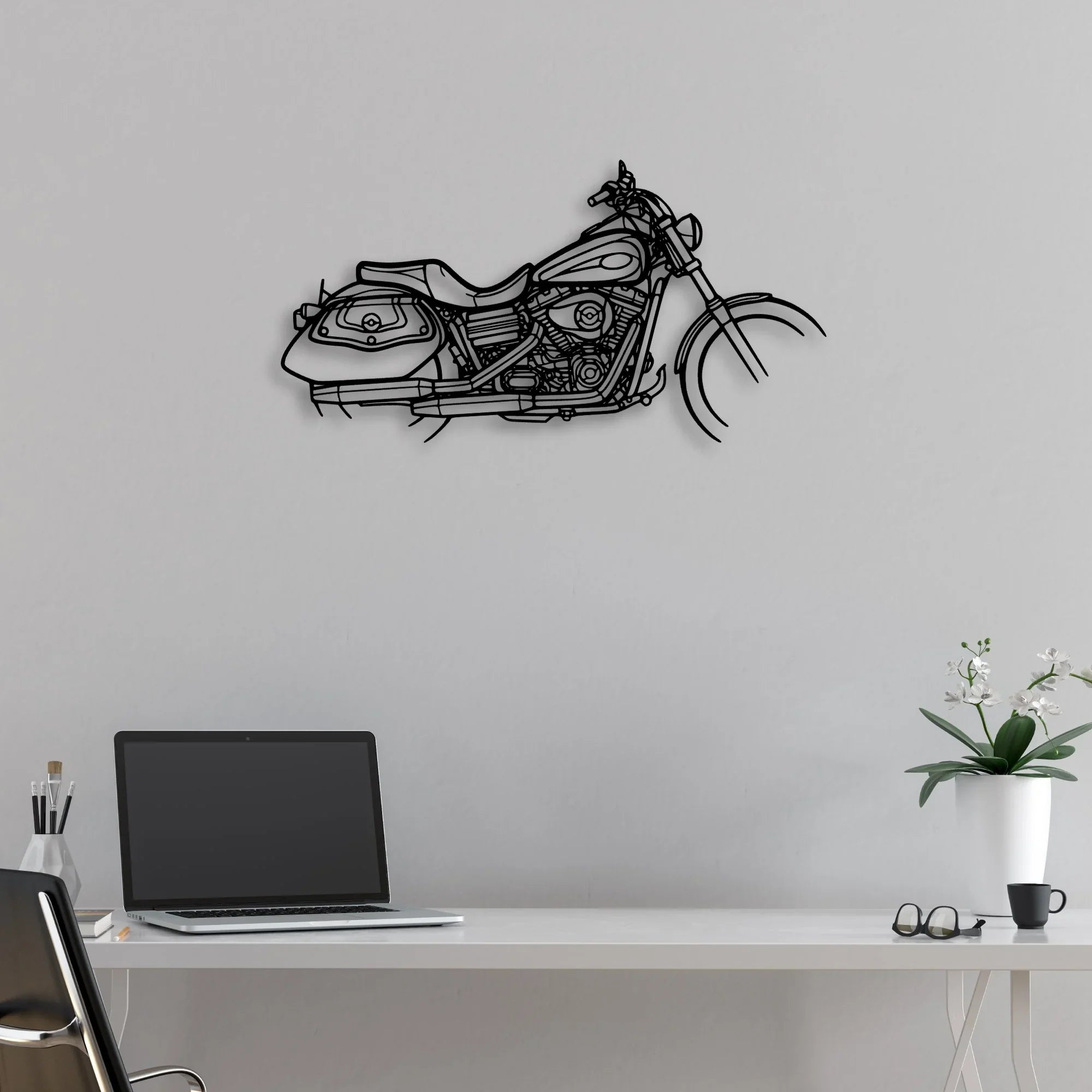 Dyna Low Rider 2008 Classic Motorcycle Silhouette Metal Wall Art - Moto Garage Decor