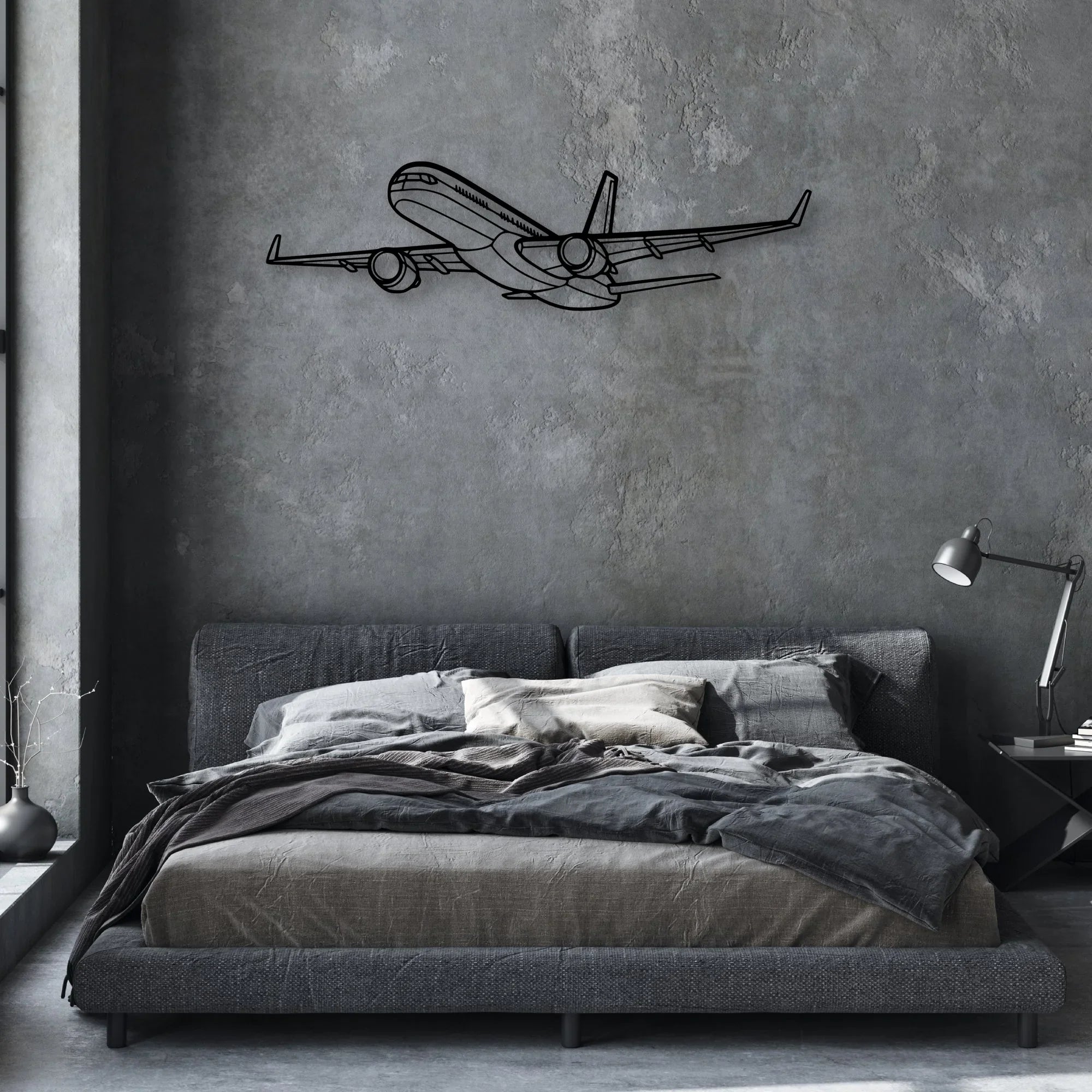 E175 Classic Aircraft Silhouette Metal Wall Art - Aviation Hangar Decor