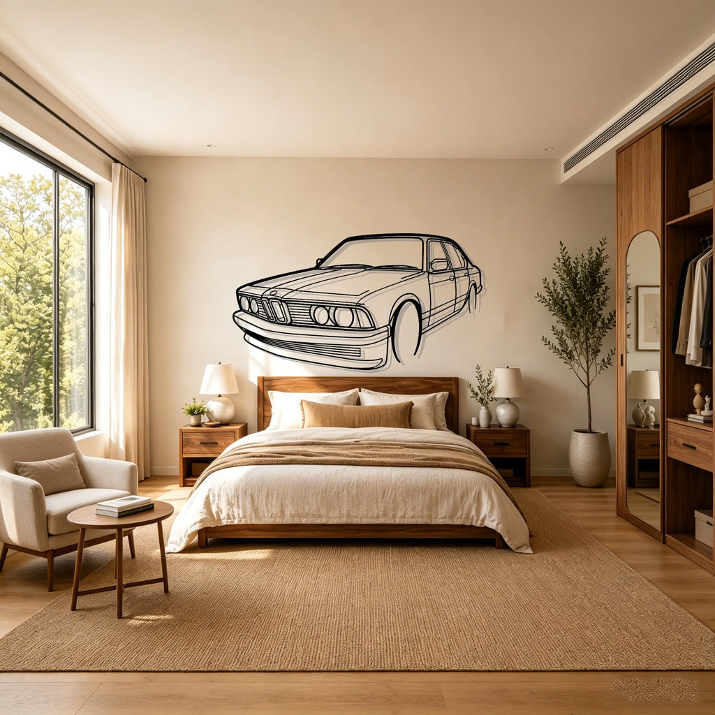 E23 Angled View Metal Wall Art - Classic Car Garage Decor