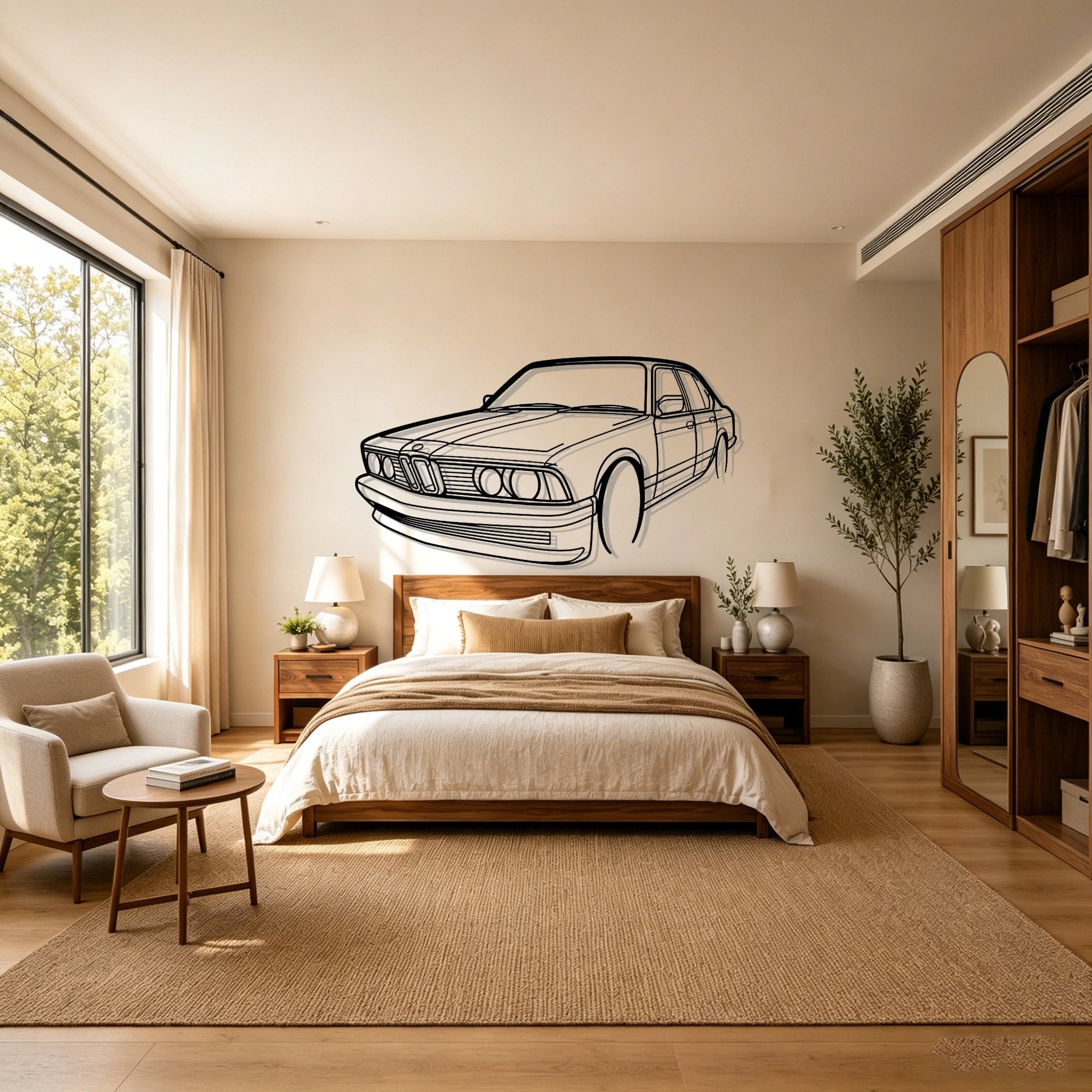 E23 Angled View Metal Wall Art - Classic Car Garage Decor