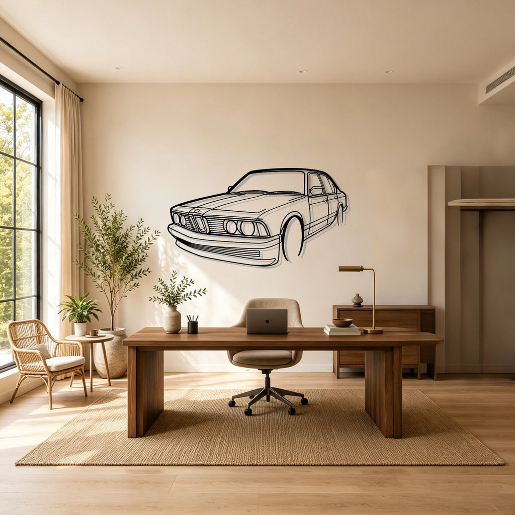 E23 Angled View Metal Wall Art - Classic Car Garage Decor