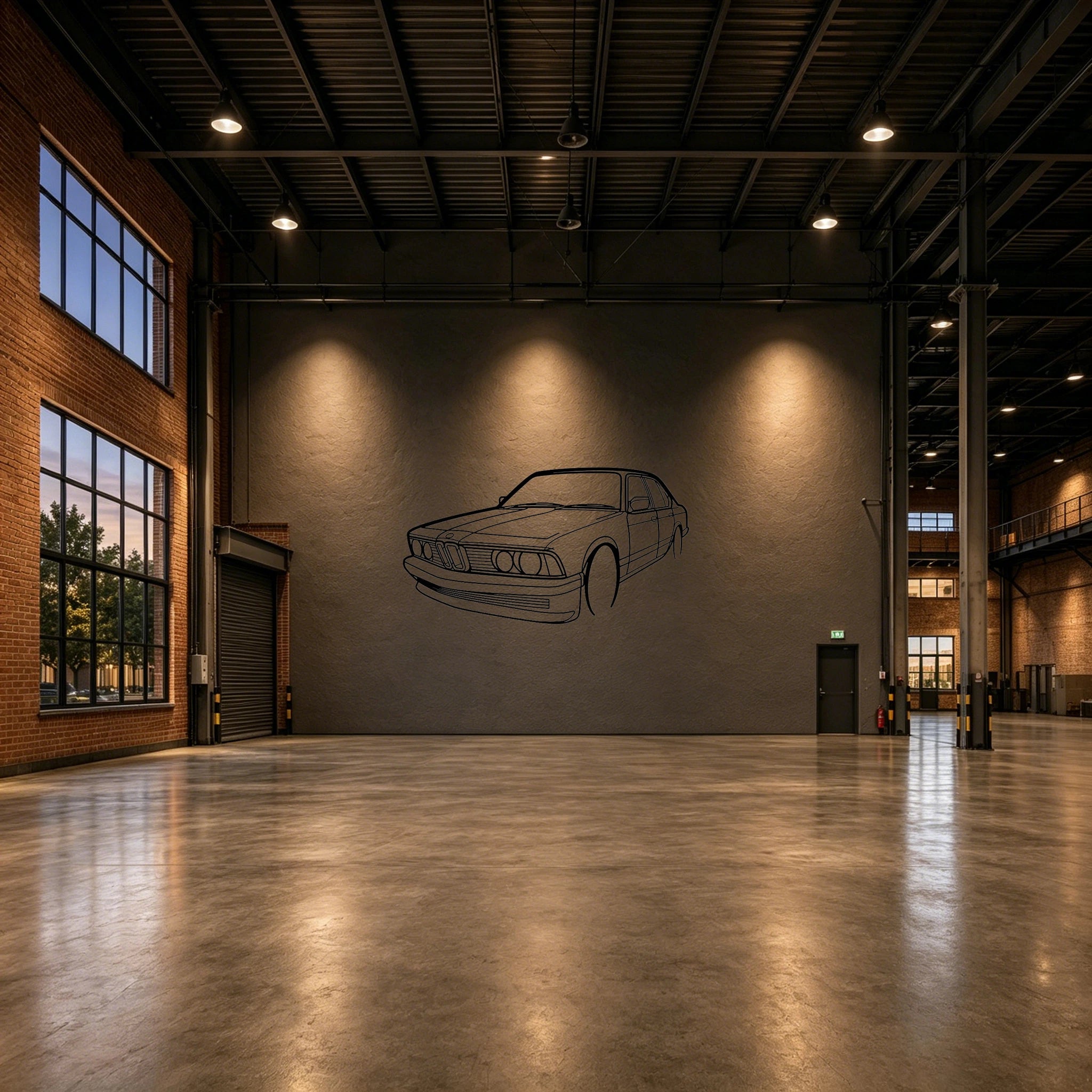 E23 Angled View Metal Wall Art - Classic Car Garage Decor