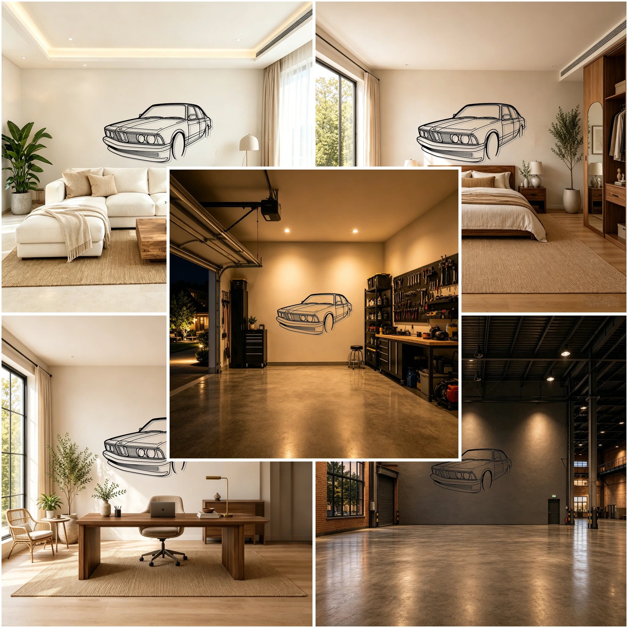 E23 Angled View Metal Wall Art - Classic Car Garage Decor