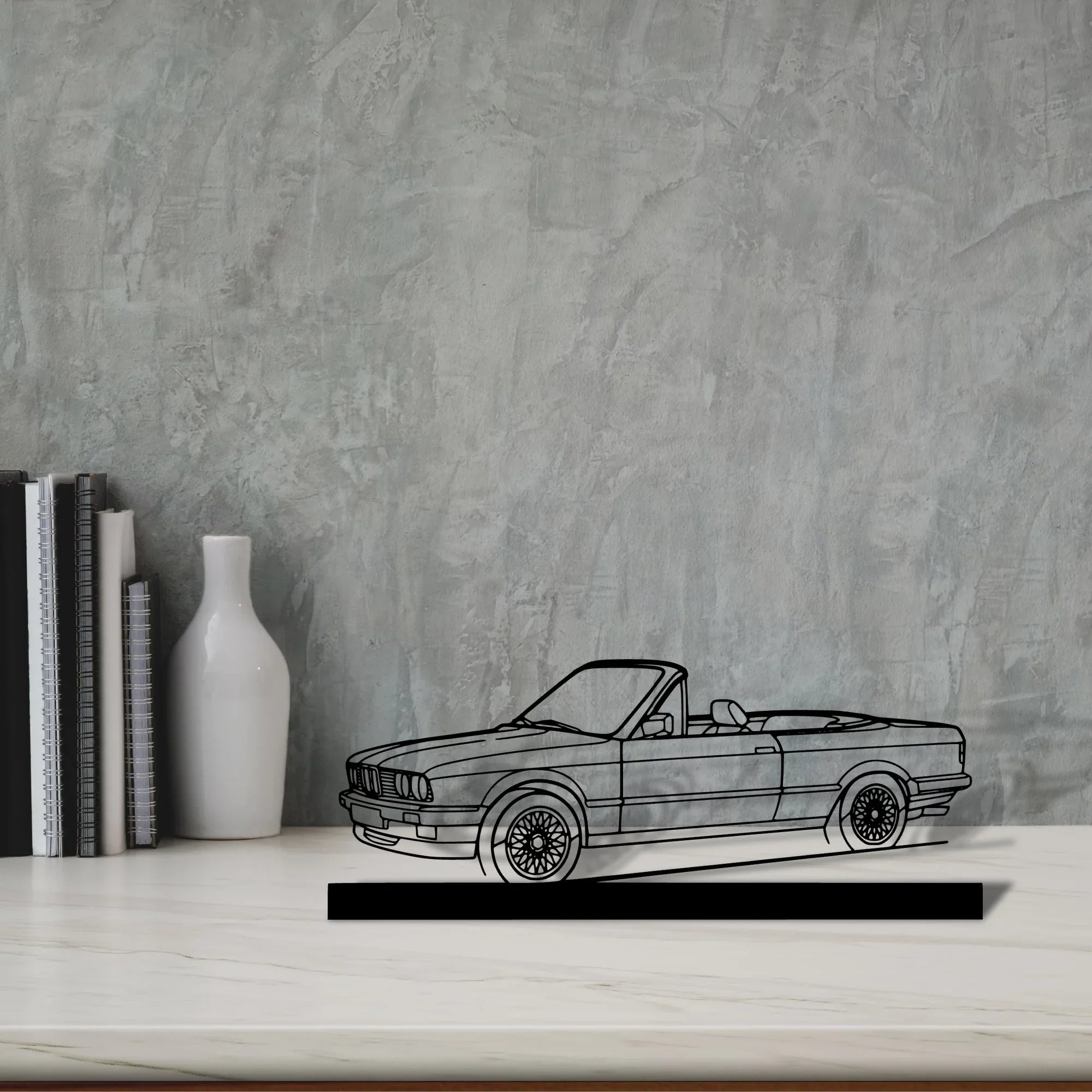 e30-convertible Silhouette Metal Art Stand - Turbo Silhouette