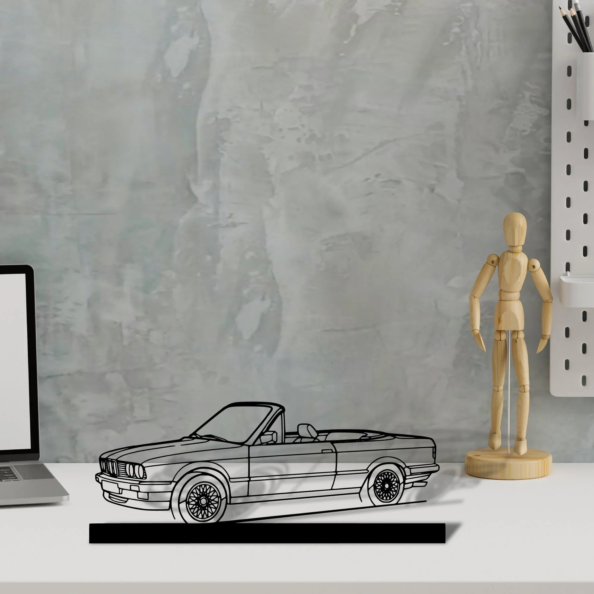 e30-convertible Silhouette Metal Art Stand - Turbo Silhouette