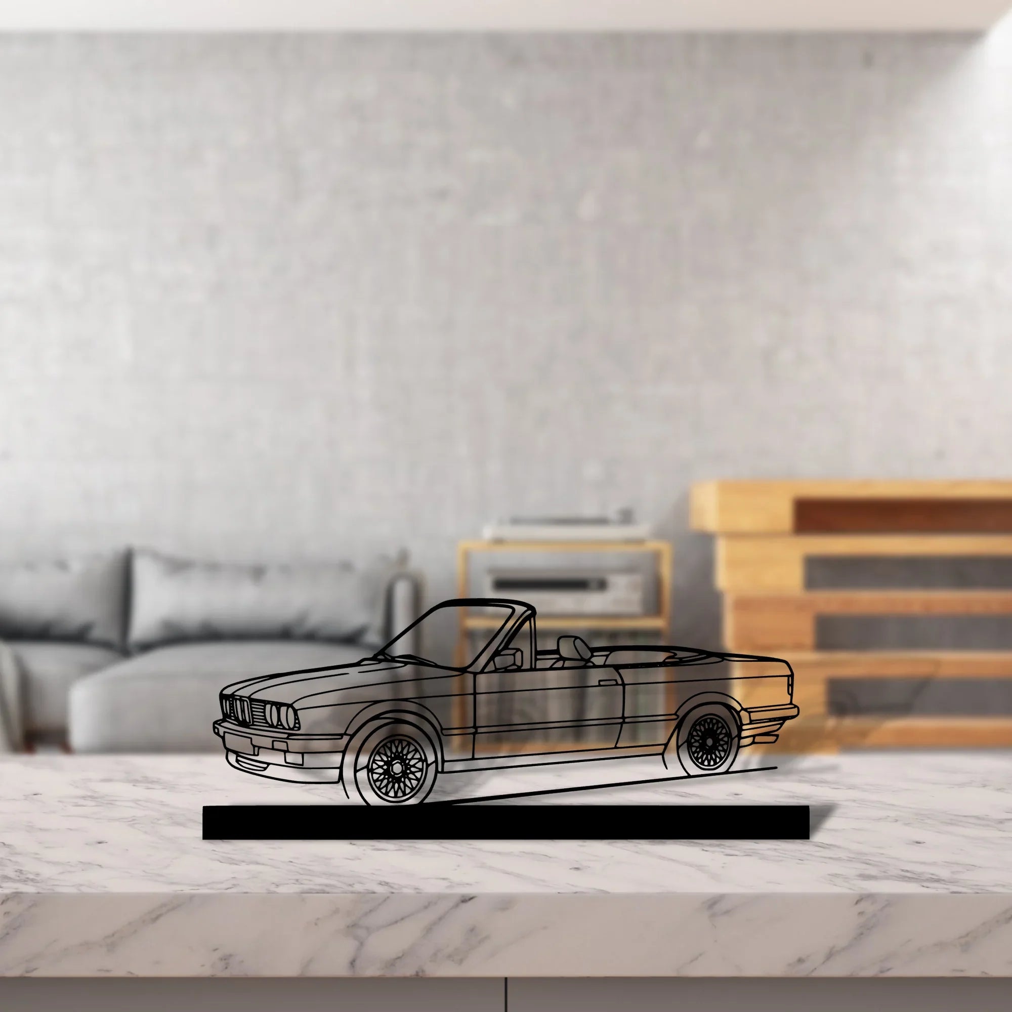 e30-convertible Silhouette Metal Art Stand - Turbo Silhouette