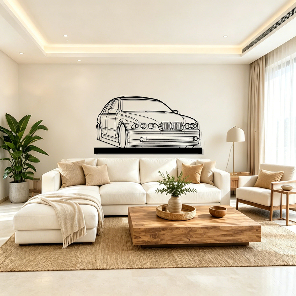E39 Angle Silhouette Metal Art Stand - Classic Car Garage Decor