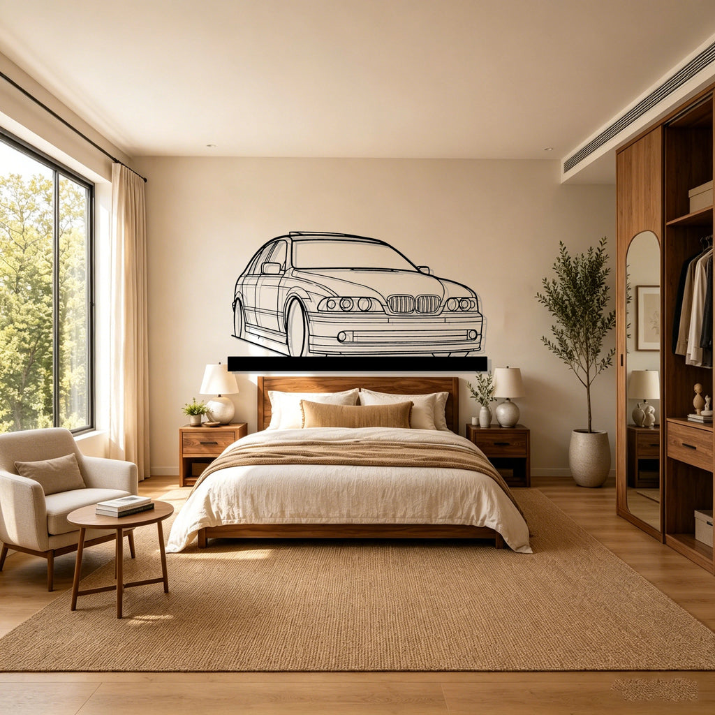E39 Angle Silhouette Metal Art Stand - Classic Car Garage Decor