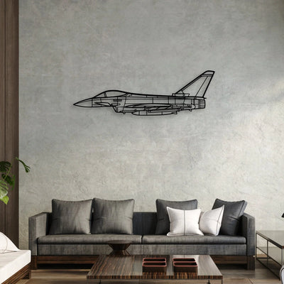 Eurofighter Typhoon Classic Aircraft Silhouette Metal Wall Art - Aviation Hangar Decor