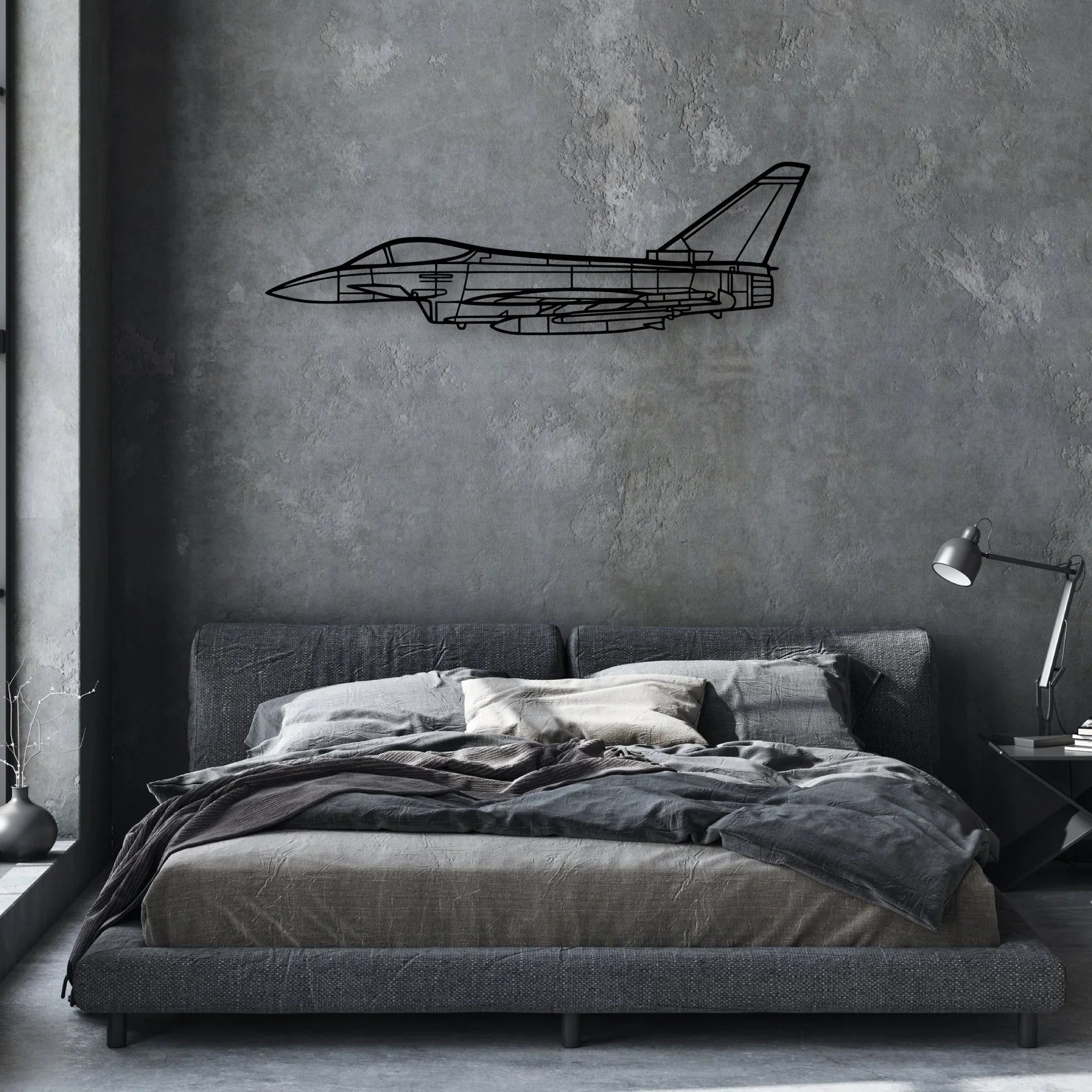Eurofighter Typhoon Classic Aircraft Silhouette Metal Wall Art - Aviation Hangar Decor