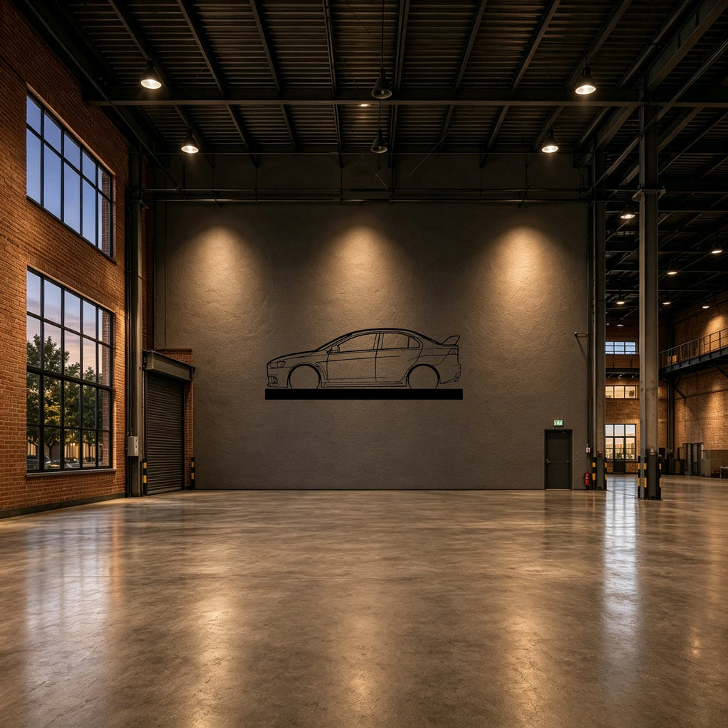 Evo X Silhouette Metal Art Stand - Classic Car Garage Decor
