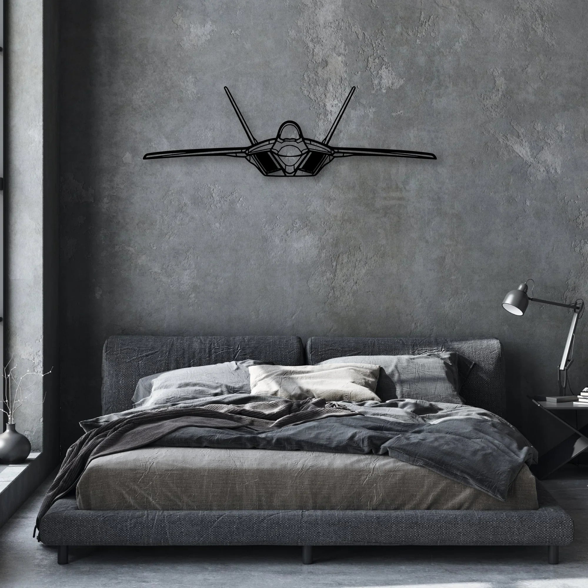 F-22 Raptor 2 Classic Aircraft Silhouette Metal Wall Art - Aviation Hangar Decor