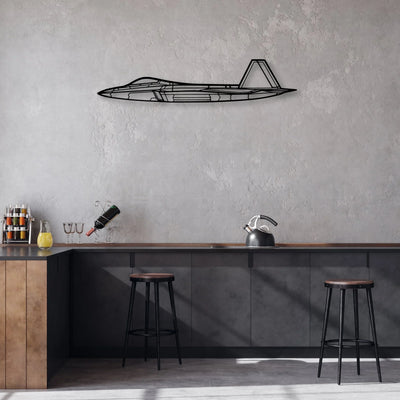 F-22 Raptor 3 Classic Aircraft Silhouette Metal Wall Art - Aviation Hangar Decor