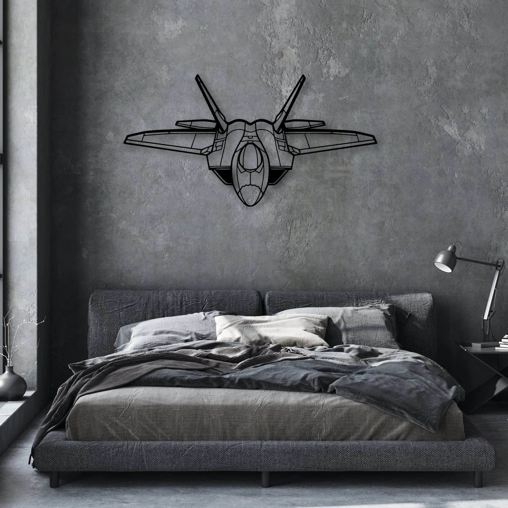 F-22 Raptor Classic Aircraft Silhouette Metal Wall Art - Aviation Hangar Decor