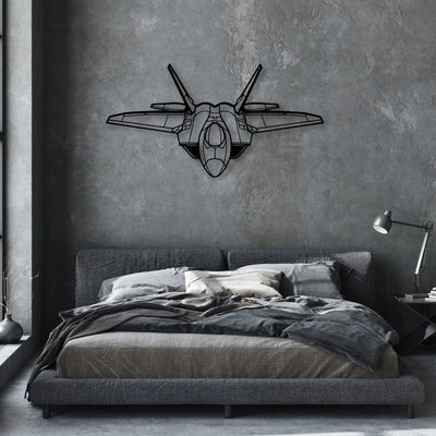 F-22 Raptor Classic Aircraft Silhouette Metal Wall Art - Aviation Hangar Decor